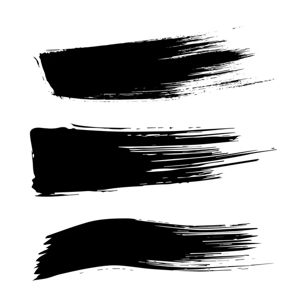 Conjunto de manchas vectoriales de pincelada de tinta. Grunge Paint stripe. Banner angustiado. Colección de pincel aislado negro  . — Vector de stock
