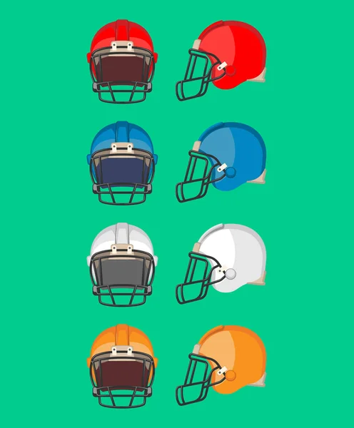 American Football Helm Set vorhanden. Schutzausrüstung — Stockvektor