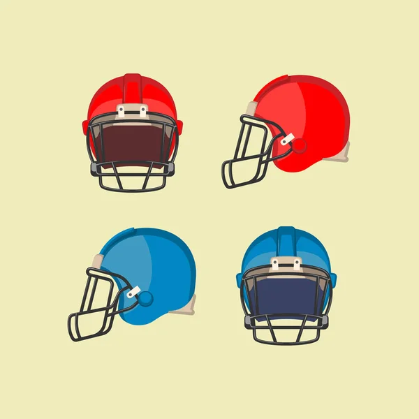 Fútbol americano Rojo Azul Cascos Vista frontal — Vector de stock