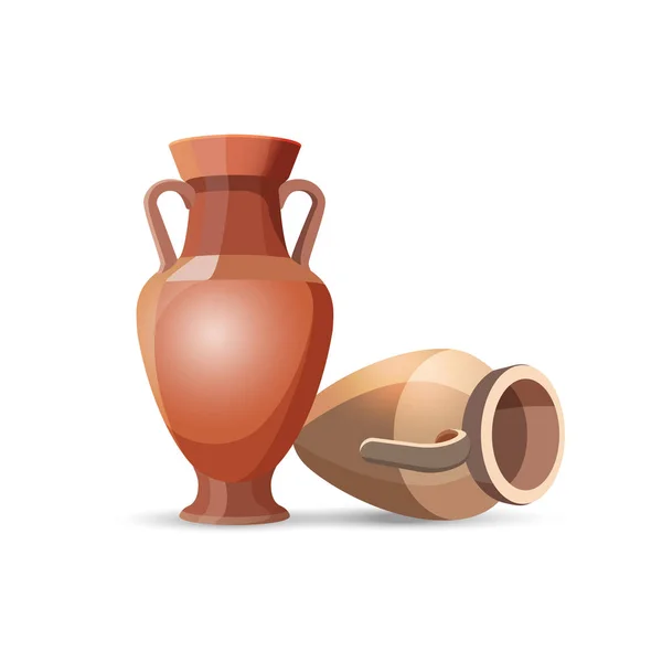 Amphora vázák elszigetelt. Clay tégelyek egyiptomi stílusú — Stock Vector