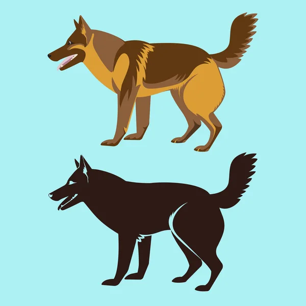 Αλσατική σκυλί σιλουέτα απομονωμένη. Γερμανικός Ποιμενικός — Διανυσματικό Αρχείο