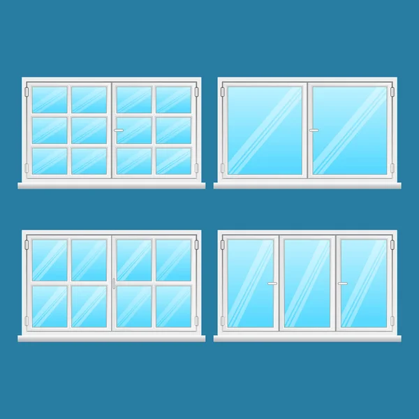 Fenêtres en aluminium de haute qualité. Acier inoxydable . — Image vectorielle