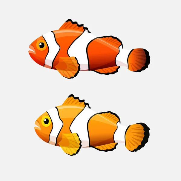 Payaso icono de pescado en estilo plano sobre un fondo blanco — Vector de stock