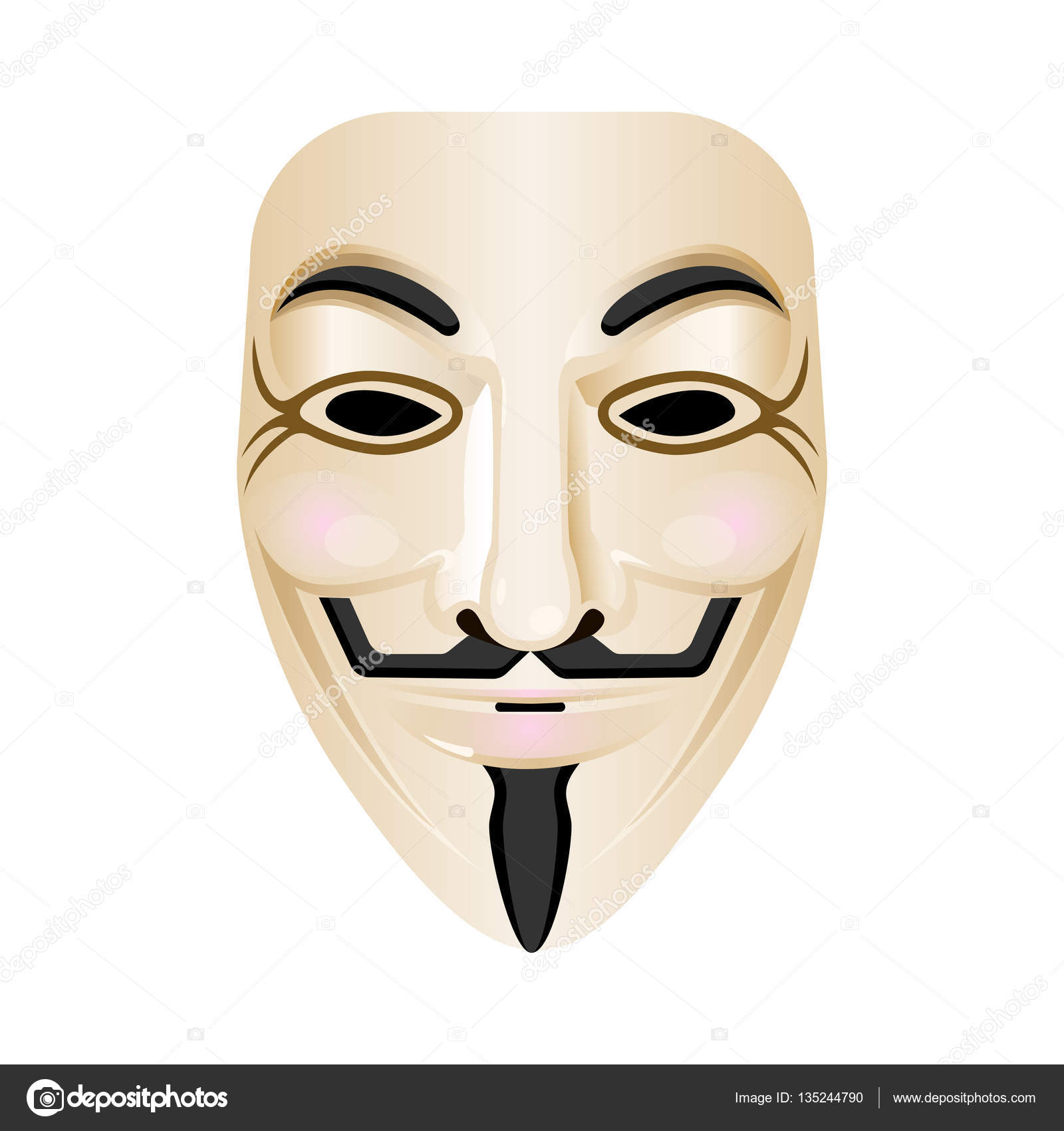 Hacker máscara vector icono aislado en blanco. Retrato estilizado