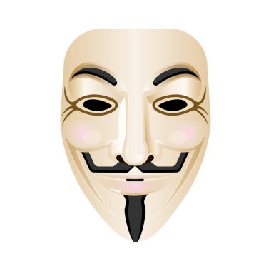 Hacker maske vektör simgesi üzerinde beyaz izole. Stilize canlandırdığı