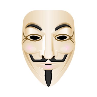 Hacker mask vector icon isolated on white. Stylised portrayal clipart