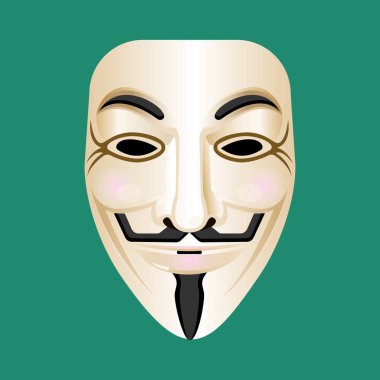 Anonim maskesi yeşil izole. Gizemli kişi maske