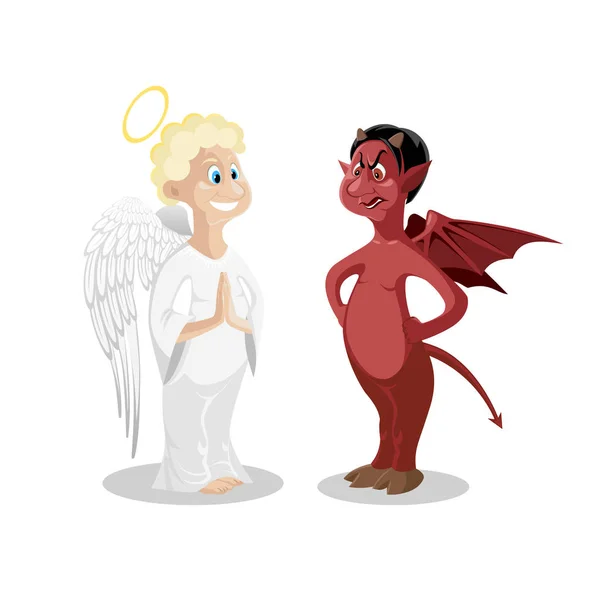 Ангел і диявол ізольовані. Символічний хороші, погані герої мультфільмів. — стоковий вектор