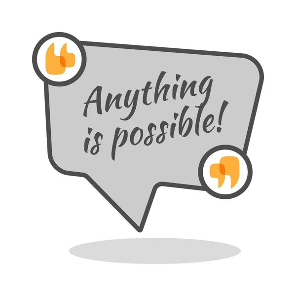 Anything is possible motivational poster in abstract frame with quotes. — Stock Vector