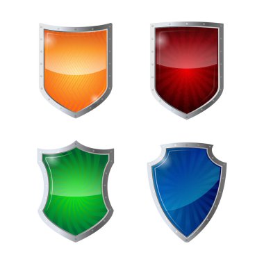 Dizi kalkan koruma, web güvenlik, antivirus logo kavramı.