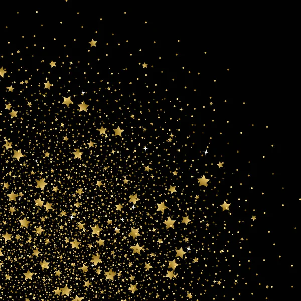 Paillettes de confettis d'or sur fond noir — Image vectorielle