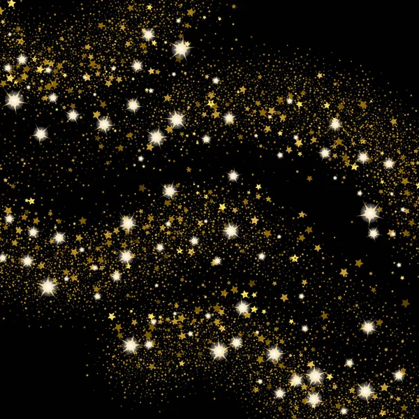 Brillo dorado efecto de luz arena. Estrella brillante de oro — Vector de stock