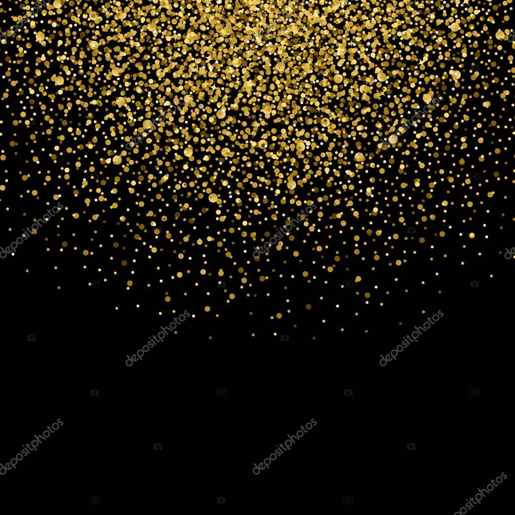 Gold confetti glitter on black background — Stock Vector © godruma 137158430
