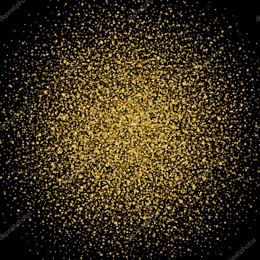Gold confetti glitter on black background — Stock Vector © godruma