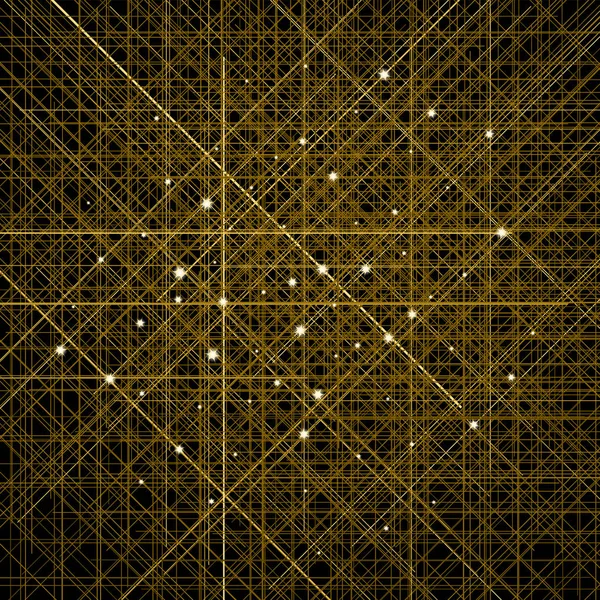 Sfondo con sottili linee dorate incrociate. Struttura cellulare dei contorni — Vettoriale Stock