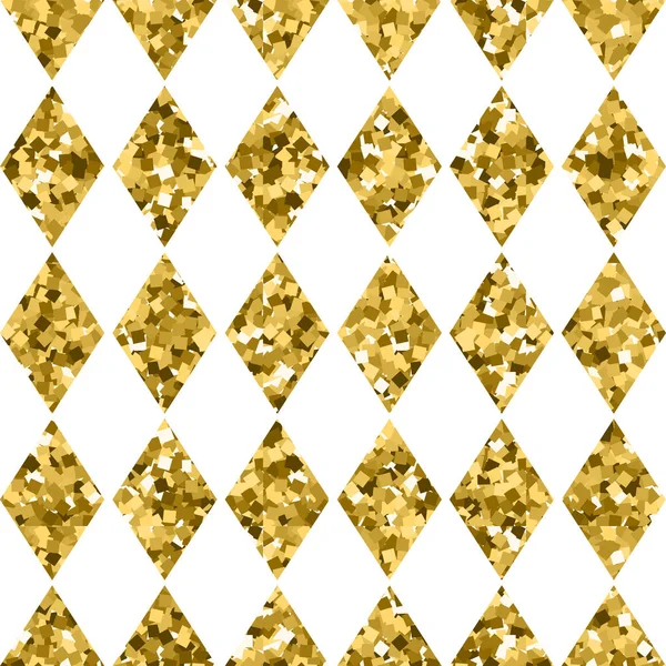 Seamless modeli altın elmas üzerinde beyaz izole. Altın parlak rhombus — Stok Vektör