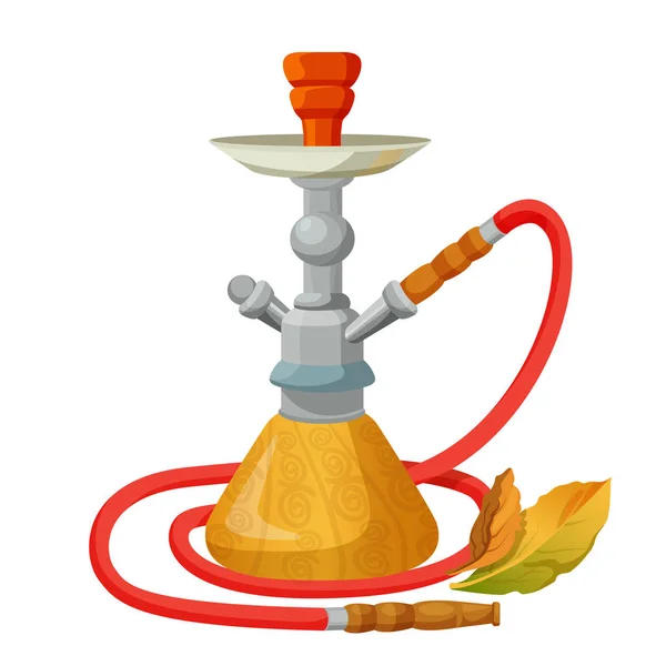 Hookah calabash with one long red pipe isolated on white — Stock Vector