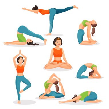 Asana yoga oryantal teşkil spor yapıyor kızlar topluluğu