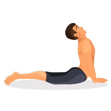 Beyaz arka plan üzerinde uzanan yoga sportif genç çocuğa.
