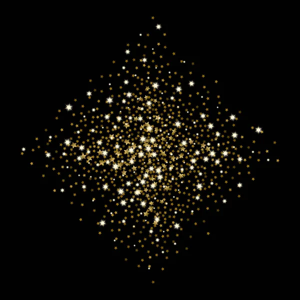 Guld konfetti glitter på svart bakgrund — Stock vektor