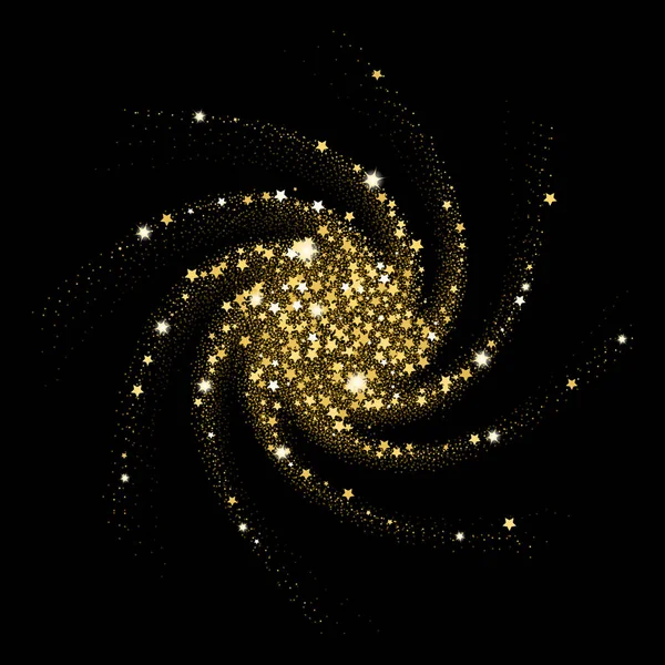 Paillettes de confettis d'or sur fond noir — Image vectorielle