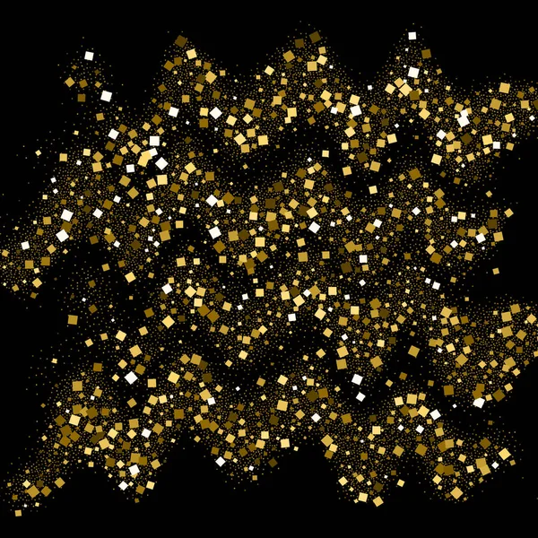 Gemerlap emas confetti pada latar belakang hitam - Stok Vektor