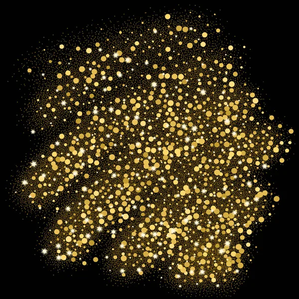 Glitter de confete de ouro no fundo preto — Vetor de Stock
