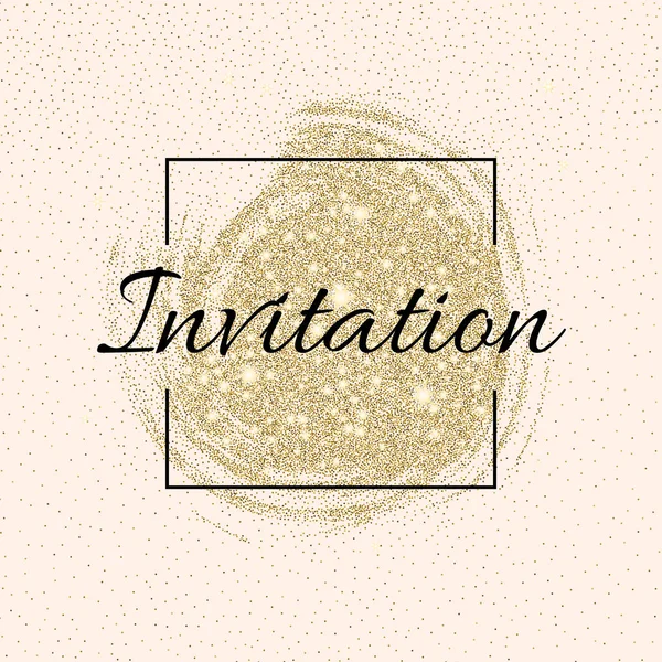 Invitation card with golden sparkling stars and glittering elements — Stock Vector