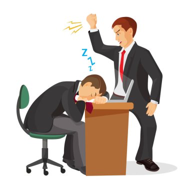 Patron uyku alt tablo üzerinde döşeme, ağlıyor. Gerçekçi vektör