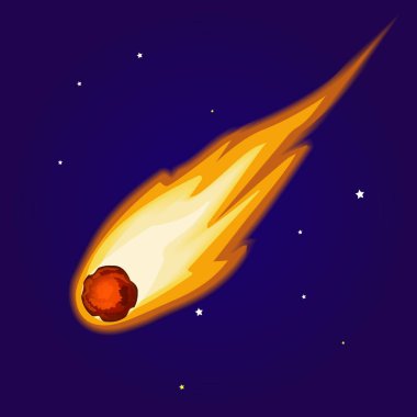 Asteroid gece gökyüzüne uçan. Küçük gezegen güneş sisteminde