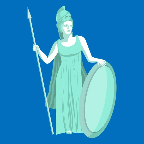 Athena of Athene marmeren standbeeld op blauwe achtergrond. Pallas godin — Stockvector