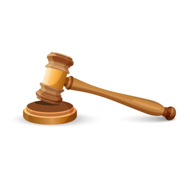 Açık artırma tahta çekiç özel stand izole vektör çizim üzerinde yalan