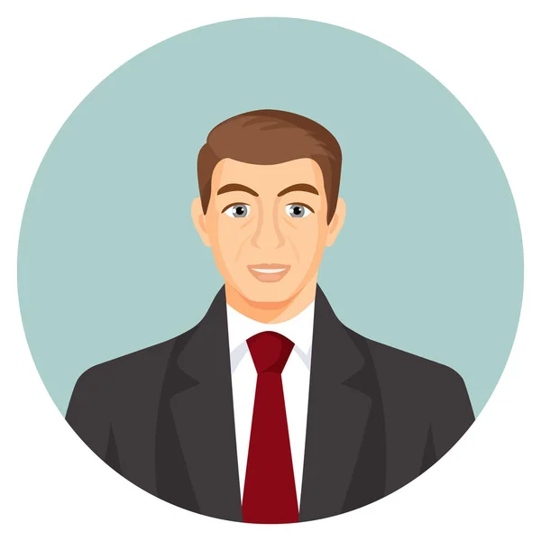 Üzletember avatar. Férfi öltöny, kék nyakkendő. — Stock Vector