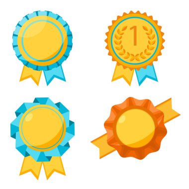 Award golden round signs collection. Elements for awarding winners clipart