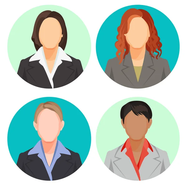 Portraits de femmes d'affaires Avatar en quatre cercles. Photos des utilisateurs vectoriels — Image vectorielle