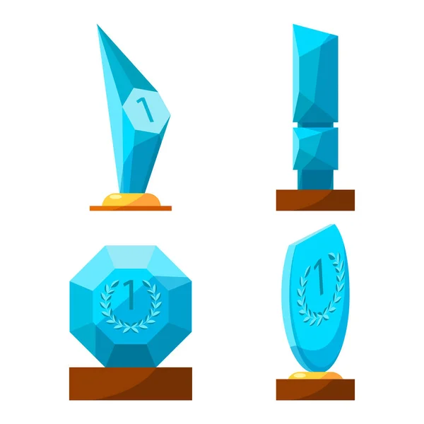 Trofeo de vidrio premios de la colección recompensas de diferentes formas aisladas . — Vector de stock