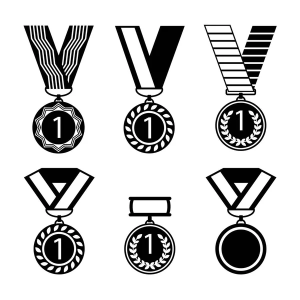 Koleksi Vektor berwarna-warni dari medali emas dengan nomor pertama - Stok Vektor