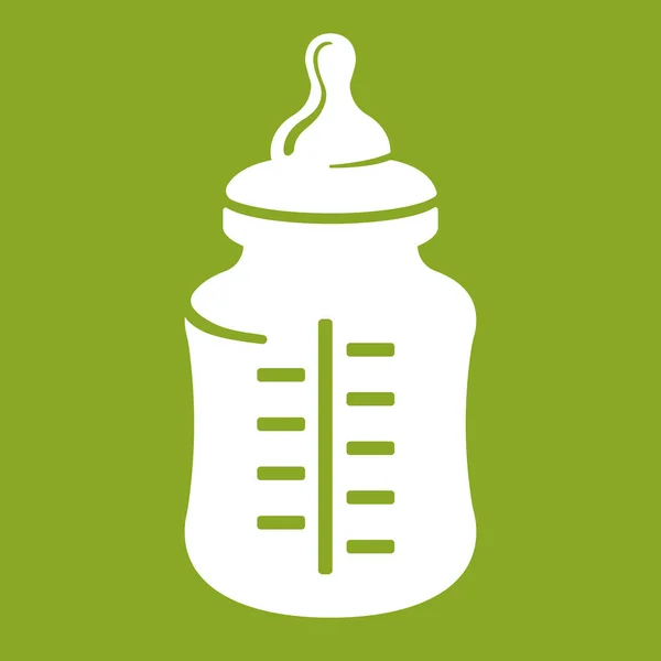 Bebek şişe simgesi üzerinde yeşil arka plan izole. Gerçekçi vektör çizim — Stok Vektör