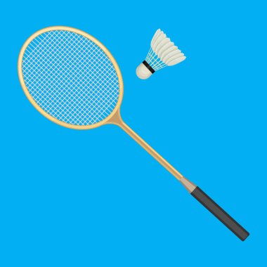 Badminton Raket ve siyah bir çizgi ile beyaz raketle.