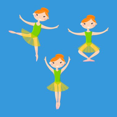Küçük gülümseyen balerinler dans desen sanat çizgi film tarzı