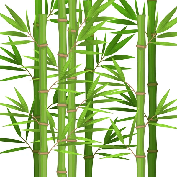 Stalks of bamboo with green leaves flat theme in realistic — Stock Vector