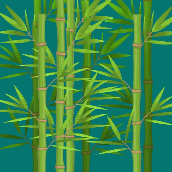 Stalks of bamboo with green leaves flat theme in realistic — Stock Vector