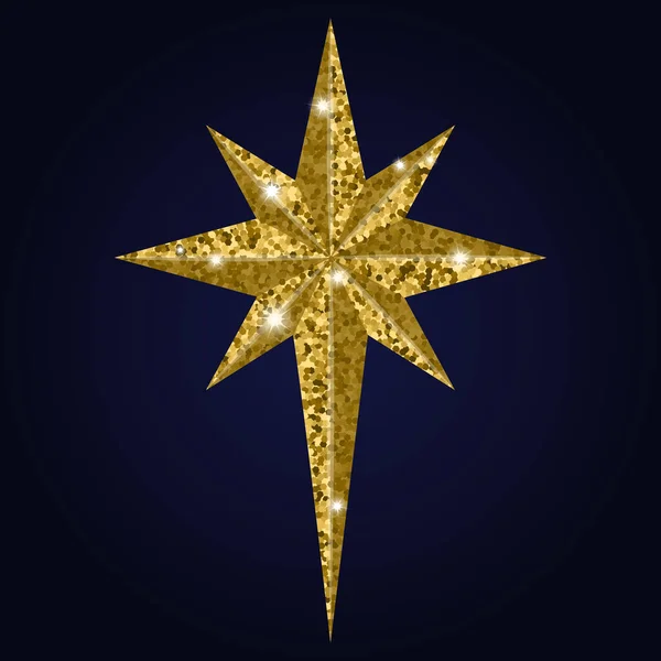 Betlejem Boże Narodzenie golden star na białym tle — Wektor stockowy
