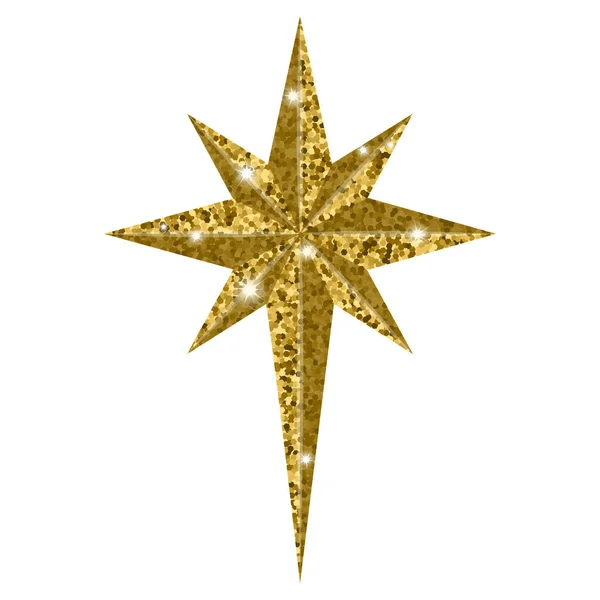 Belén Navidad estrella dorada aislada sobre fondo blanco — Vector de stock