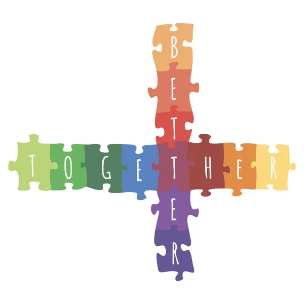 Meglio insieme disegno logotipo fatto di puzzle vettore illustrazione colorata — Vettoriale Stock