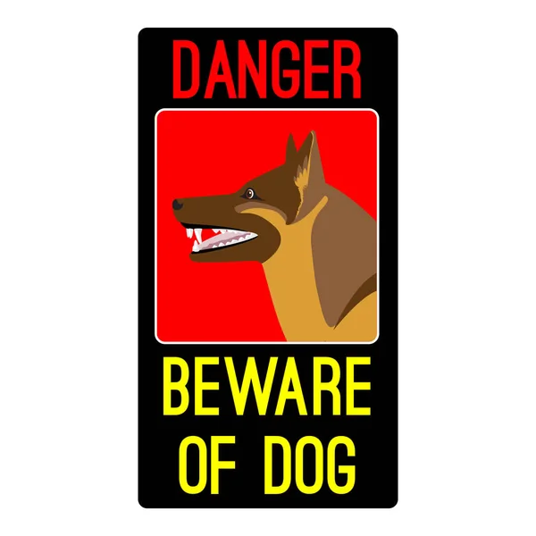 Vorsicht vor Hundeschild mit Schäferhund-Vektor-Abbildung — Stockvektor