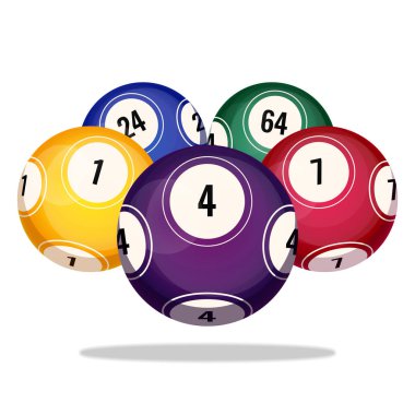 Bingo balls simgeler gerçekçi vektör çizim üzerinde beyaz izole