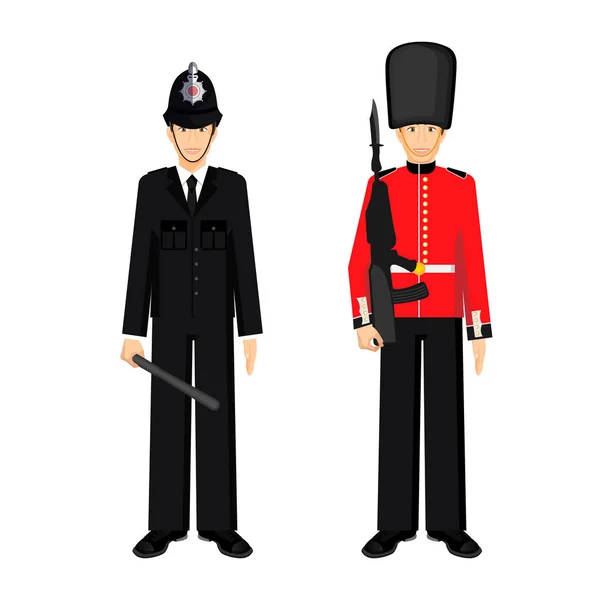 Guardiano britannico e poliziotto britannico illustrazione vettoriale isolato — Vettoriale Stock