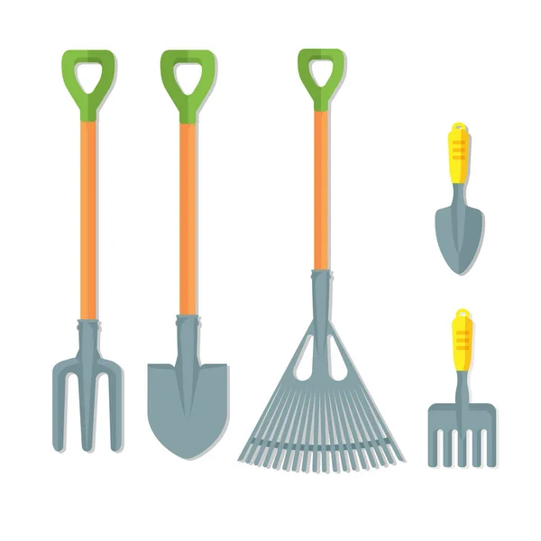 Ensemble d'outils de travail pour le jardinage illustration vectorielle isolé — Image vectorielle