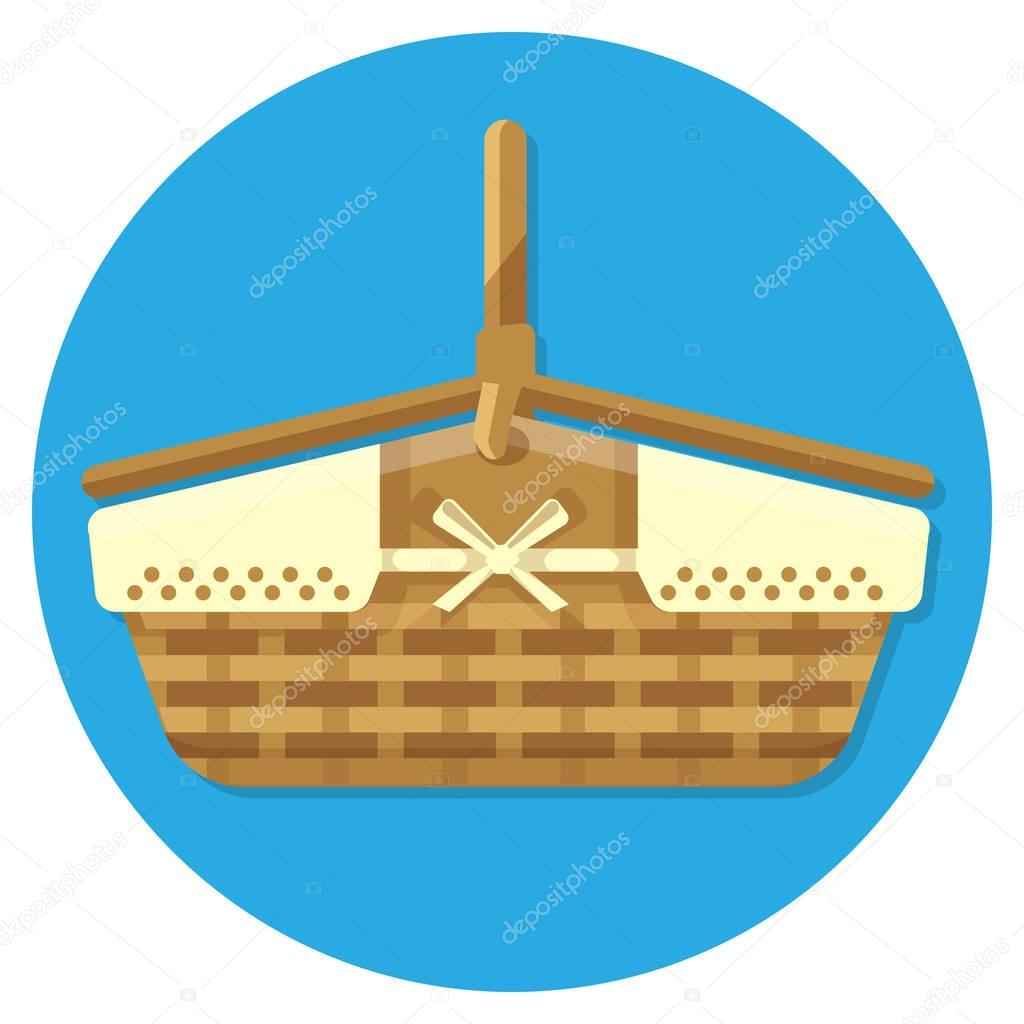 Wooden basket for summer picnics vector illustration isolated